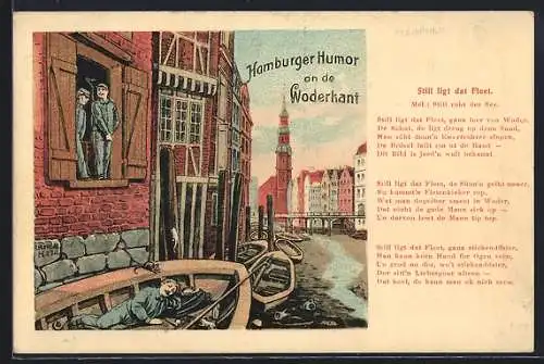 AK Hamburg, Hamburger Humor an de Woderkant, Lied-Still ligt dat Fleet