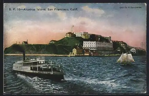 AK San Francisco, blick zum Gefängnis Alcatraz Island