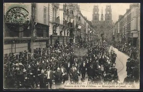 AK Orléans, La Fete de Jeanne D`Arc-Banniére de la Ville, Municipalité et Conseil, Feuerwehr