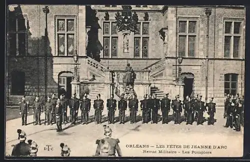 AK Orléans, Les Fétes de Jeanne d`Arc, Revue Militaire-Les Pompiers, Feuerwehr