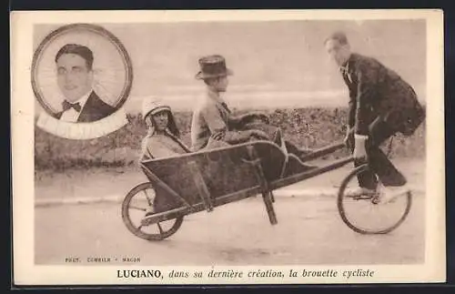 AK Luciano, dans sa dernière création, la brouette cycliste, Akrobat