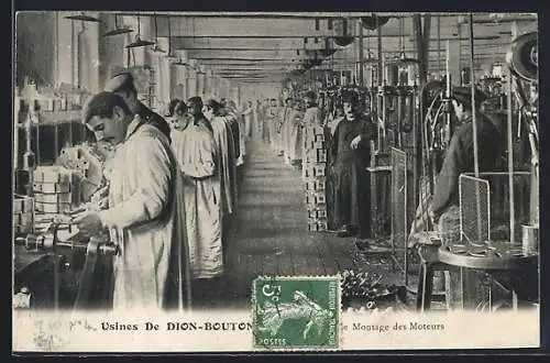 AK Puteaux, Usines De Dion-Bouton, Fabrikarbeiter bei der Montage von Motoren