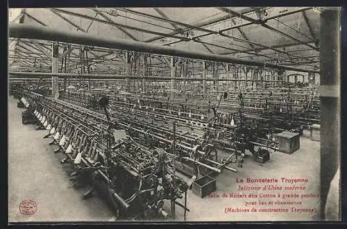 AK Troyenne, Le Bonneterie, Interieur d`Usine moderne, Salle de Metiers dits Cotton a grande production pour bas