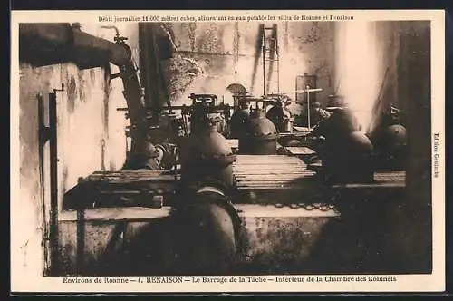 AK Renaison, Le Barrage de la Tache-Intérieur de la Chambre des Robinets, Fabrikarbeiter