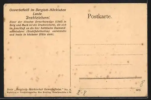 AK Arbeiter in einer Drahtzieherei