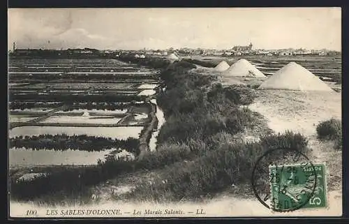 AK Les Sables-D`Olonne, Les Marais Salants-Blick zu den Salzwiesen