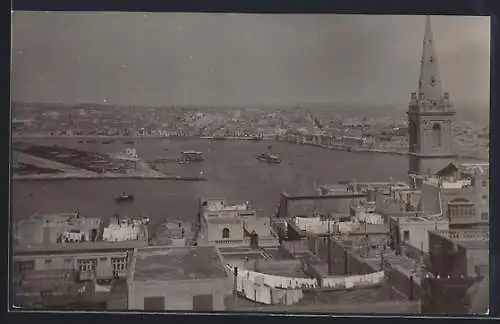 Foto-AK Malta, Stadtpanorama aus der Vogelschau