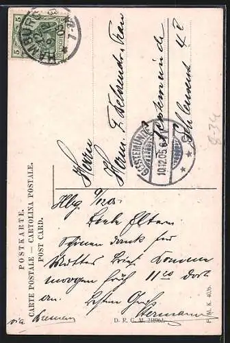 AK Ältere Frau arbeitet am Spinnrad