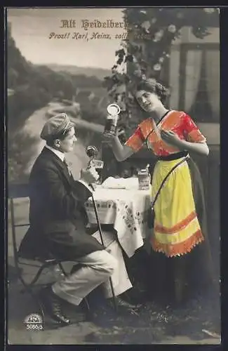 AK Alt Heidelberg, Student im Gasthaus und Wirtin, Gastronomie