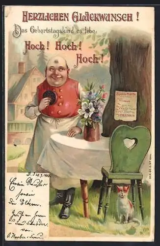 AK Mann deckt den Geburtstagstisch