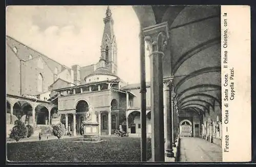 AK Firenze, Chiesa di Santa Croce, Il Primo Chiostro, con la Cappella Pazzi