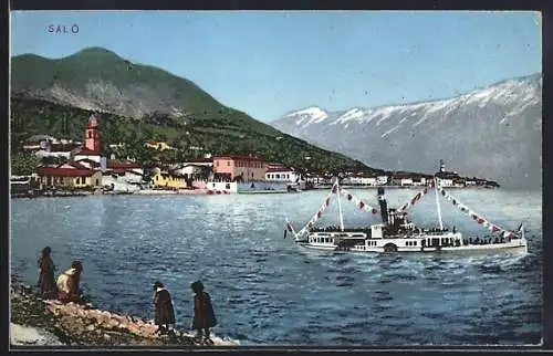 AK Salo, Gesamtansicht am Wasser mit Dampfer