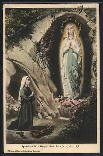 AK Apparition de la Vierge à Bernadette, 1858