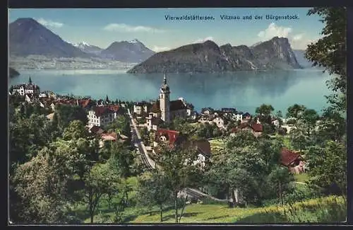 AK Vitznau /Vierwaldstättersee, Teilansicht mit Kirche und Bürgenstock