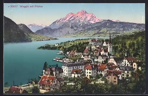 AK Weggis, Teilansicht mit Pilatus