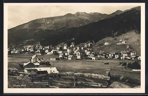 AK Davos-Dorf, Teilansicht mit Bergen