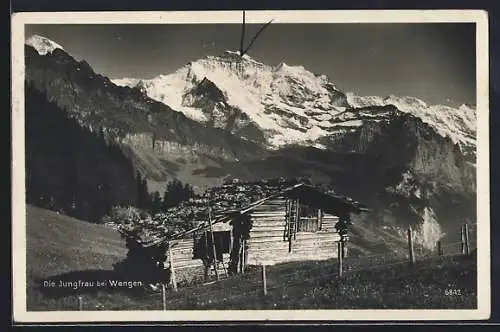AK Wengen, Holzhütte mit Jungfrau