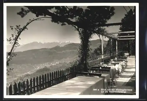 AK Meldegg, Blick vom Cafe Meldeggterrasse auf die Appenzellerberge