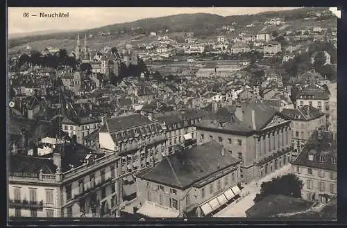 AK Neuchâtel, Teilansicht mit Kirche