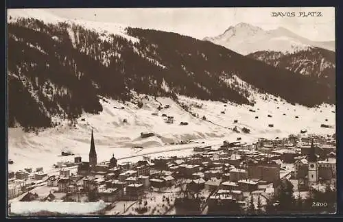 AK Davos-Platz, Teilansicht im Schnee