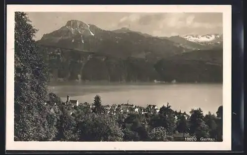 AK Gersau, Teilansicht mit Bergen