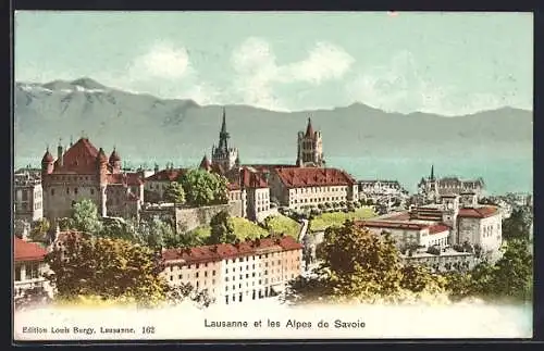 AK Lausanne, Panorama et les Alpes de Savoie