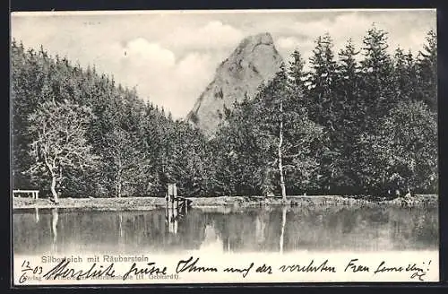 AK Oberhof /Thür., Silberteich mit Räuberstein