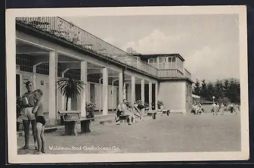 AK Grossschönau /Sa., Waldstrandbad mit Badegästen