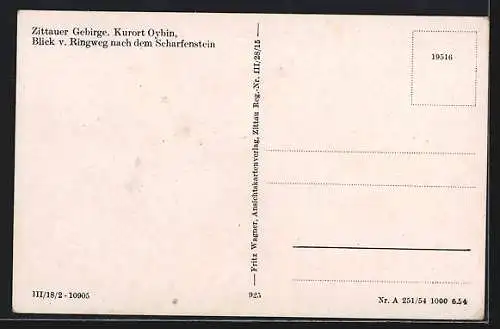 AK Oybin, Blick v. Ringweg nach dem Scharfenstein