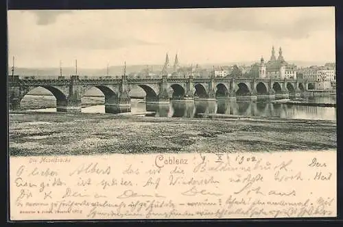 AK Coblenz, Blick auf die Moselbrücke