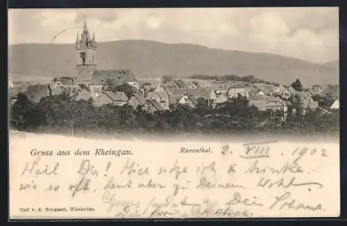 AK Rauenthal, Ortsansicht mit Kirche