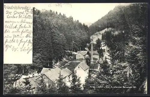 AK Friedrichroda, der Grund aus der Vogelschau