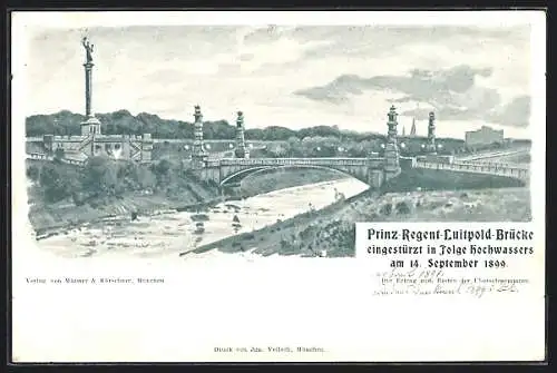 Lithographie München, Prinz-Regent-Luitpold-Brücke