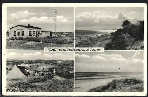 AK Lenste, Gasthaus Zur Düne, Strandpartie