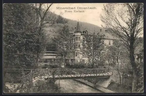 AK Ditzenbach, Neues Kurhaus, gesehen von der Brücke