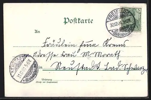 AK Neujahrsgruss 1902, Jahreszahl aus Blüten