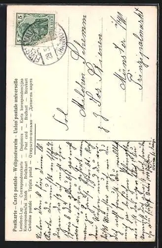 AK Pfingstgruss, Mädchen pflückt Rosen