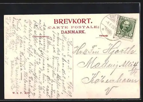 AK Svenstrup, Uferpartie mit Spaziergängern