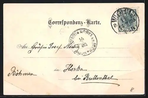 Lithographie Wien, Hotel Meissl & Schadn mit Brunnen