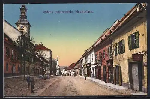 AK Wildon, Hauptplatz mit Geschäften