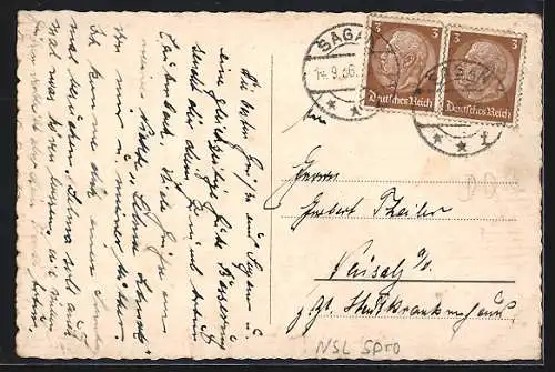 AK Sagan, Alter Ring mit Kath. Stadtkirche