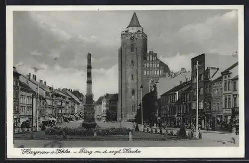 AK Haynau i. Schles. Ring m. d. evgl. Kirche