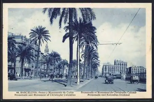AK Barcelona, Paseo y Monumento de Colón