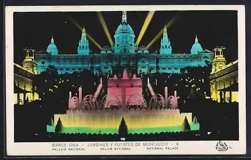 AK Barcelona, Jardines y Fuentes de Montjuich