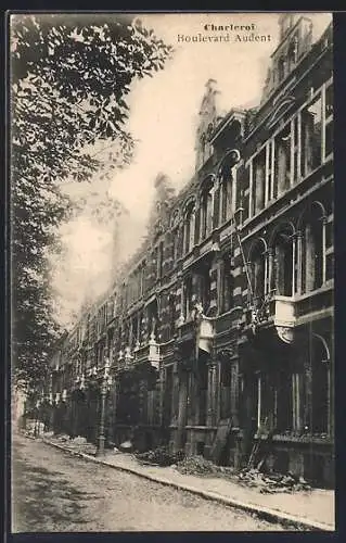 AK Charleroi, le boulevard Auden en ruines