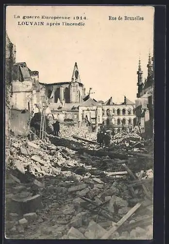 AK Louvain, apres l`incendie, Rue de Bruxelles