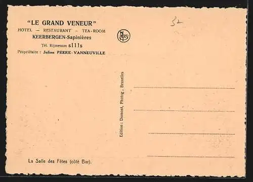 AK Keerbergen-Sapinières, Hotel-Restaurant Le Grand Veneur, La Salle des Fetes