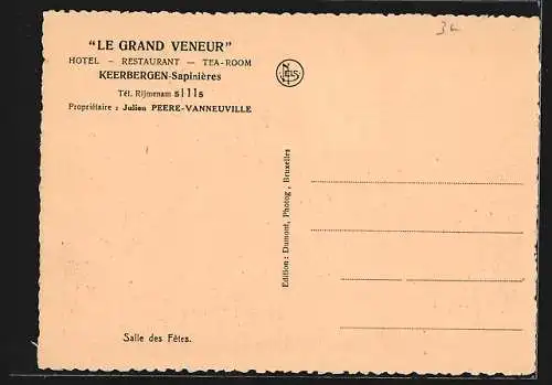 AK Keerbergen-Sapinières, Hotel-Restaurant Le Grand Veneur, Salle des Fetes