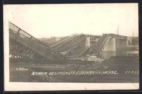 AK Namur, Gesprengte Eisenbahnbrücke