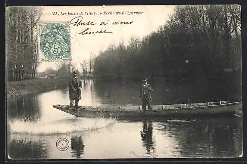 AK Les bords de l`Indre, Pêcheurs à l`épervier